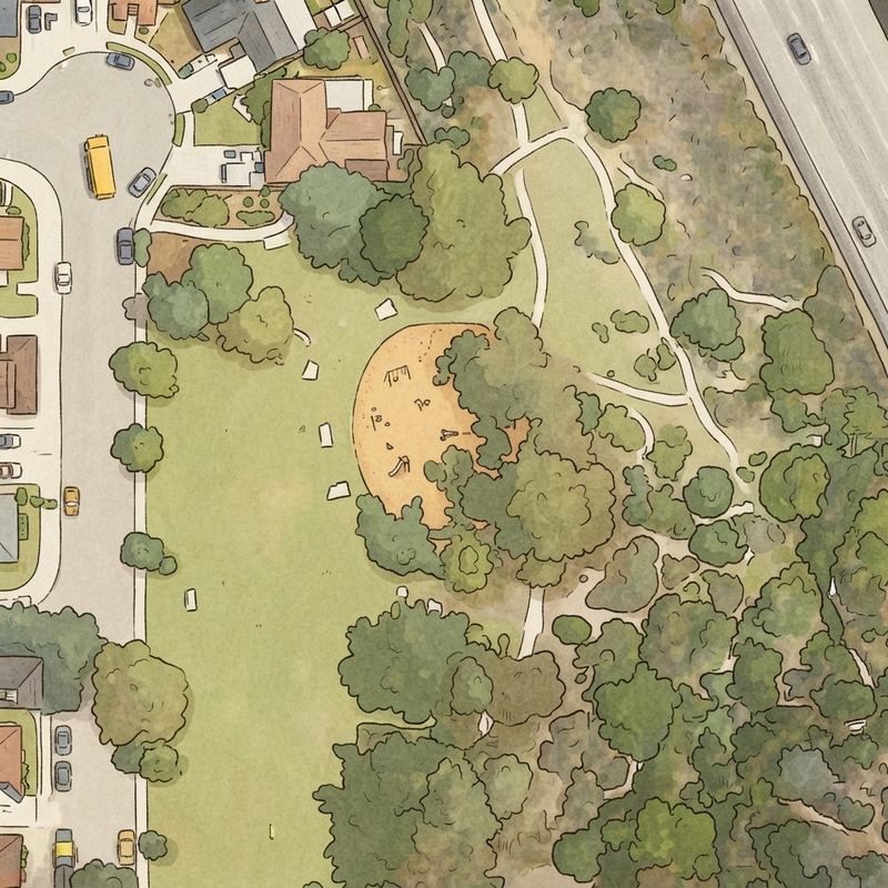 Illustrated map of MacDowell Park