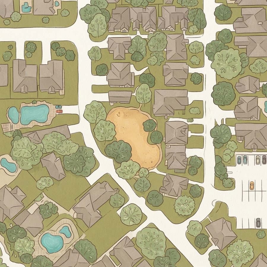 Illustrated map of Majestic Oaks Park