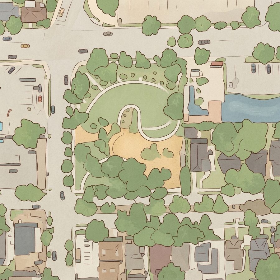 Illustrated map of Mandell Park