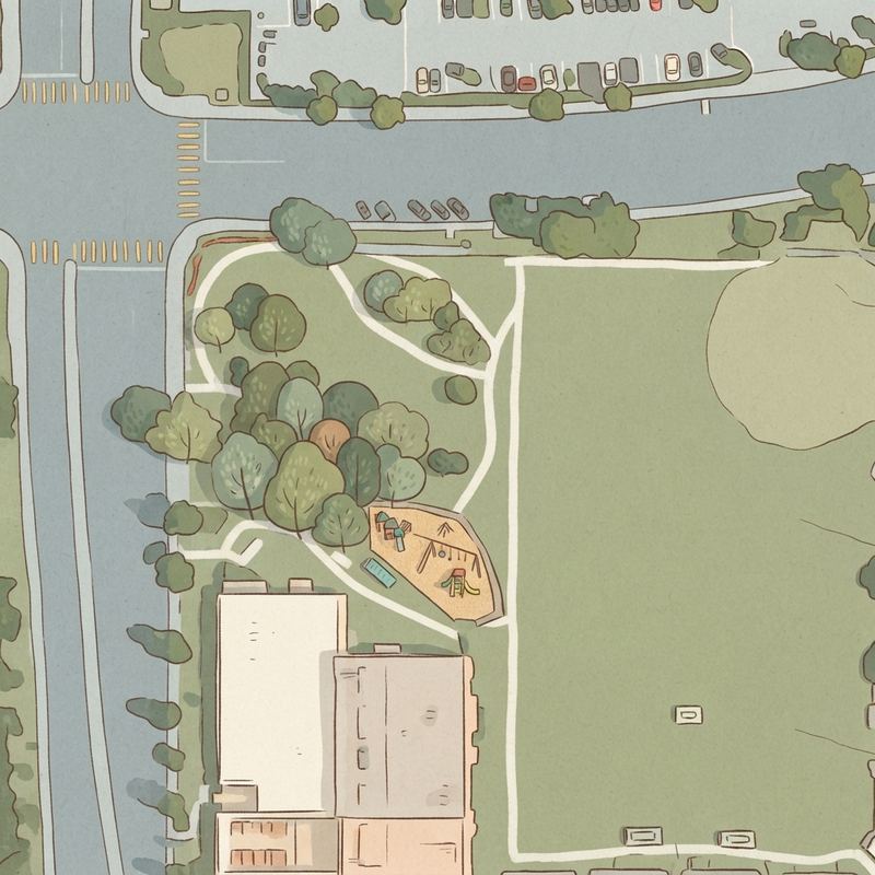 Illustrated map of Mandell Weiss Eastgate Park
