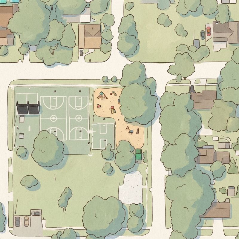Illustrated map of Maple Street Park