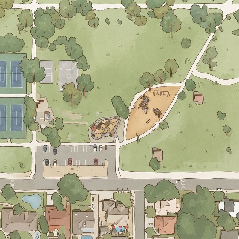 Illustrated map of Mariposa Park Playground