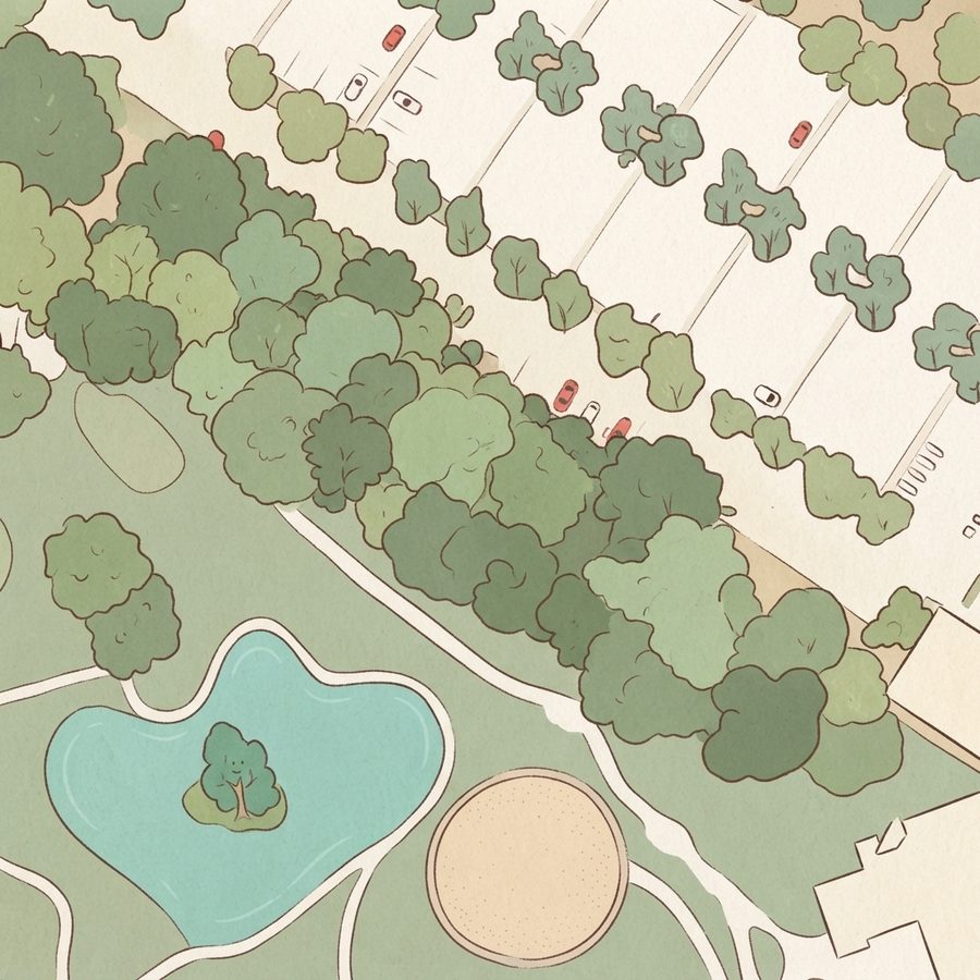 Illustrated map of Marvin Taylor Exercise Trail