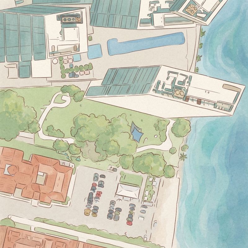 Illustrated map of Mary Brickell Park