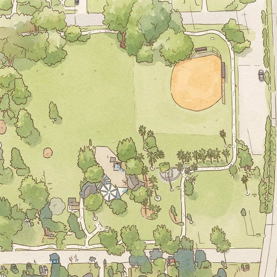 Illustrated map of Mathews Park