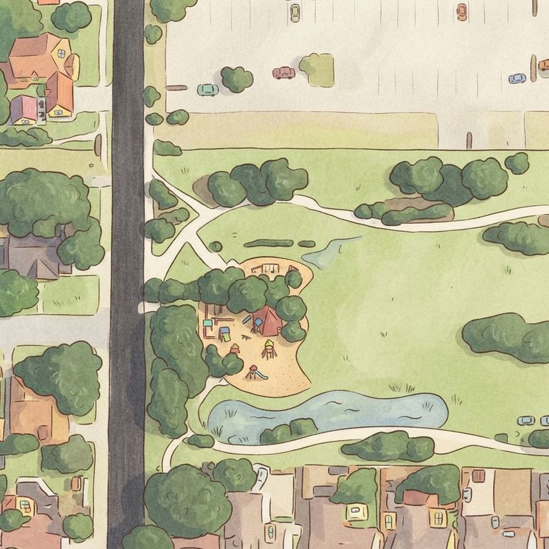 Illustrated map of Mayfair Park