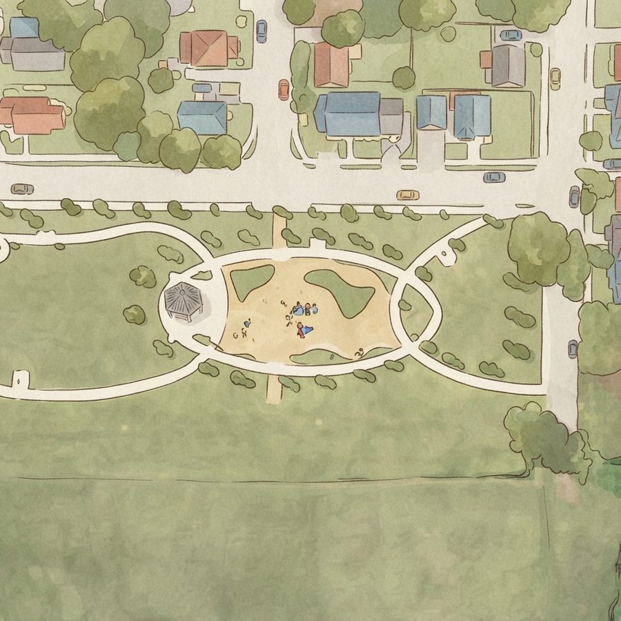 Illustrated map of Mayfield Park