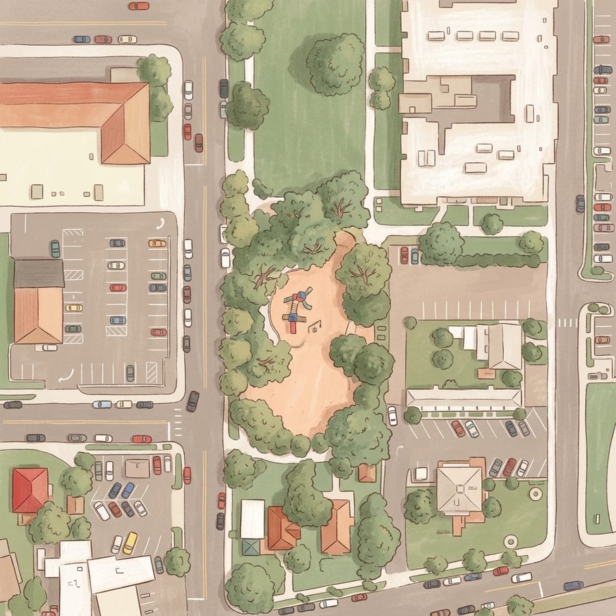 Illustrated map of McIlvoy Park