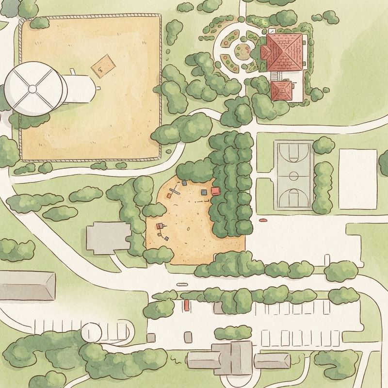 Illustrated map of McPherson Park Splashpad