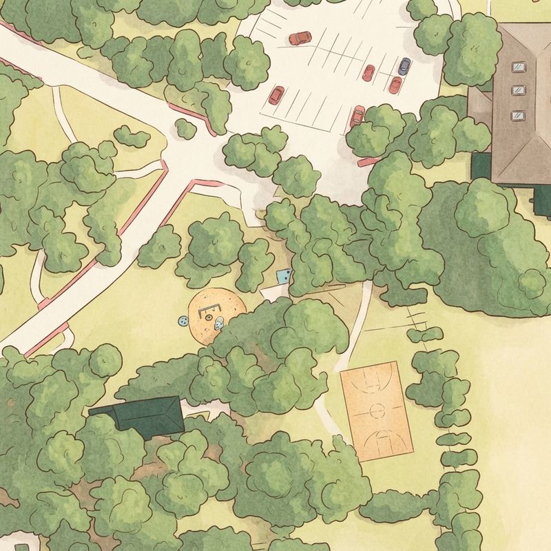 Illustrated map of Meadowbrook Park and Playground