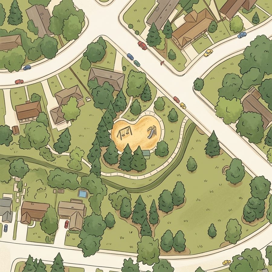 Illustrated map of Meadowlark Park playground