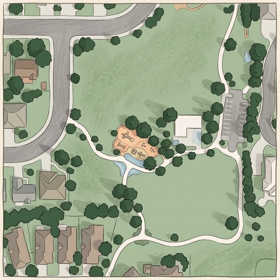 Illustrated map of Meadows Park