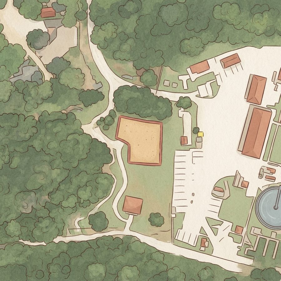Illustrated map of Memorial Bend Pocket Park
