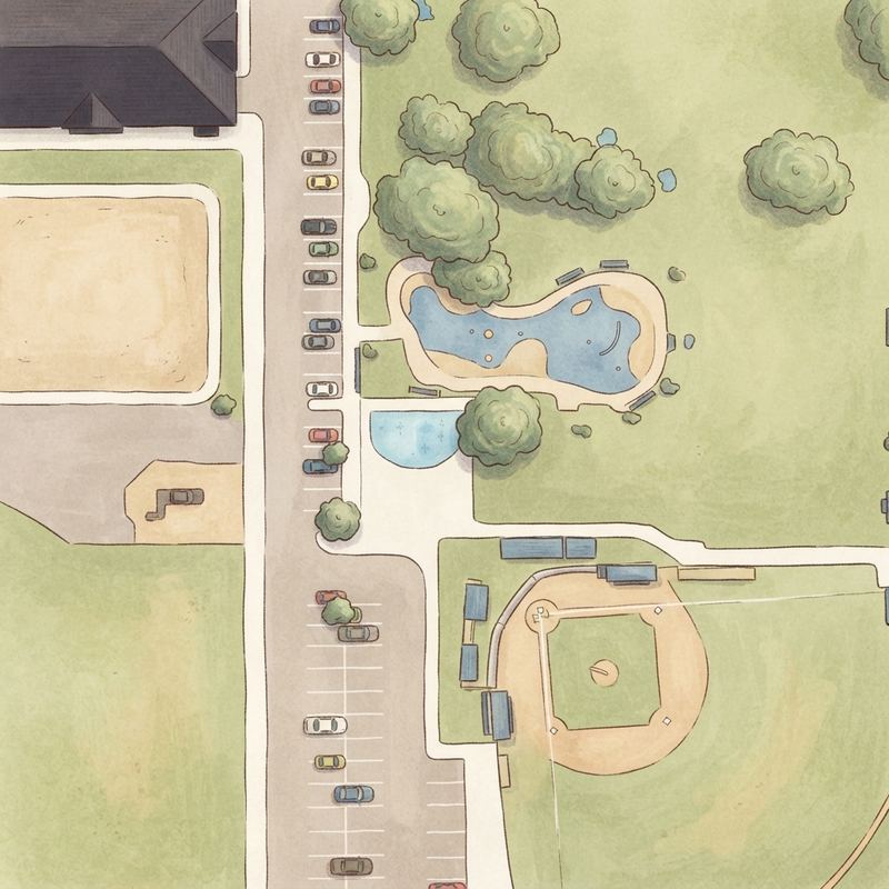 Illustrated map of Memorial Community Park
