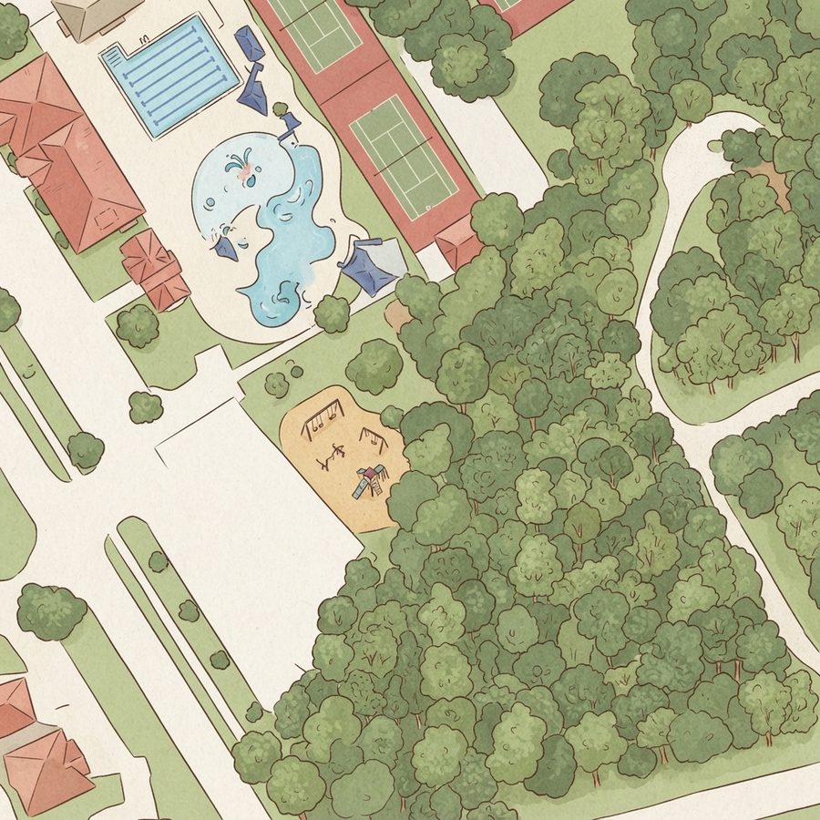 Illustrated map of Memorial North West Playground