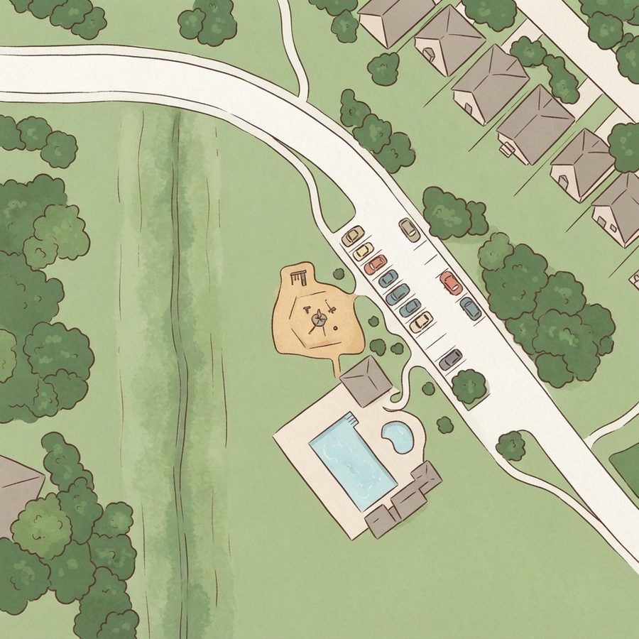 Illustrated map of Memorial Springs Pool and Park