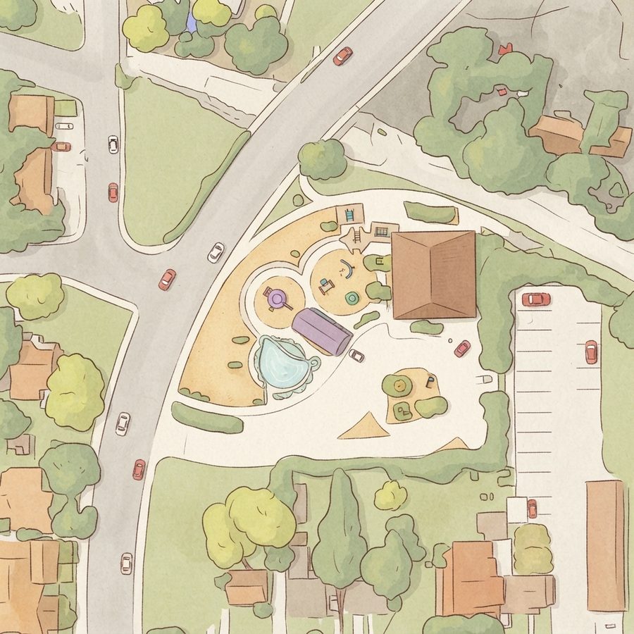 Illustrated map of Menger Creek Linear Park