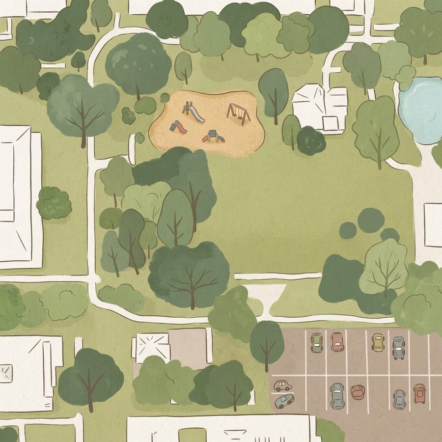 Illustrated map of Menil Park