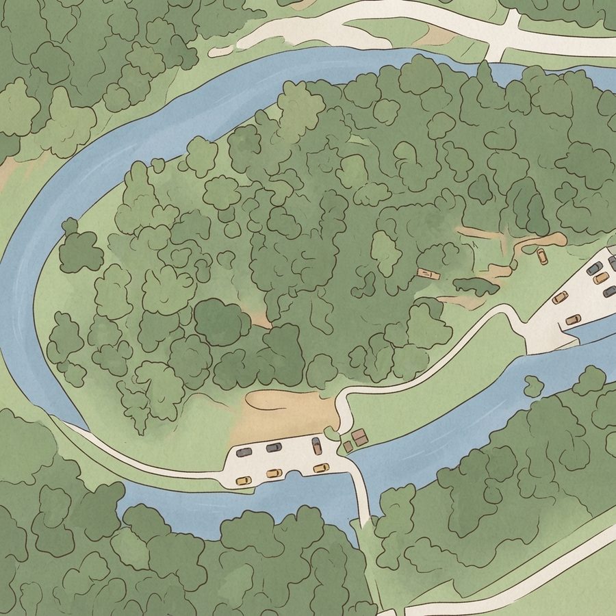 Illustrated map of Mercer Playground & Post Oak Picnic Pavilion