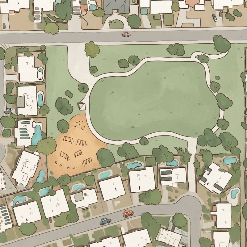 Illustrated map of Mercury Mine Basin Park