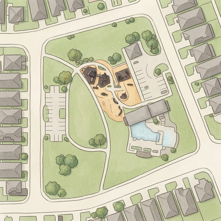 Illustrated map of Meridian Amenity Center