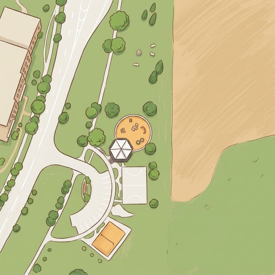 Illustrated map of Meridian Commons Park