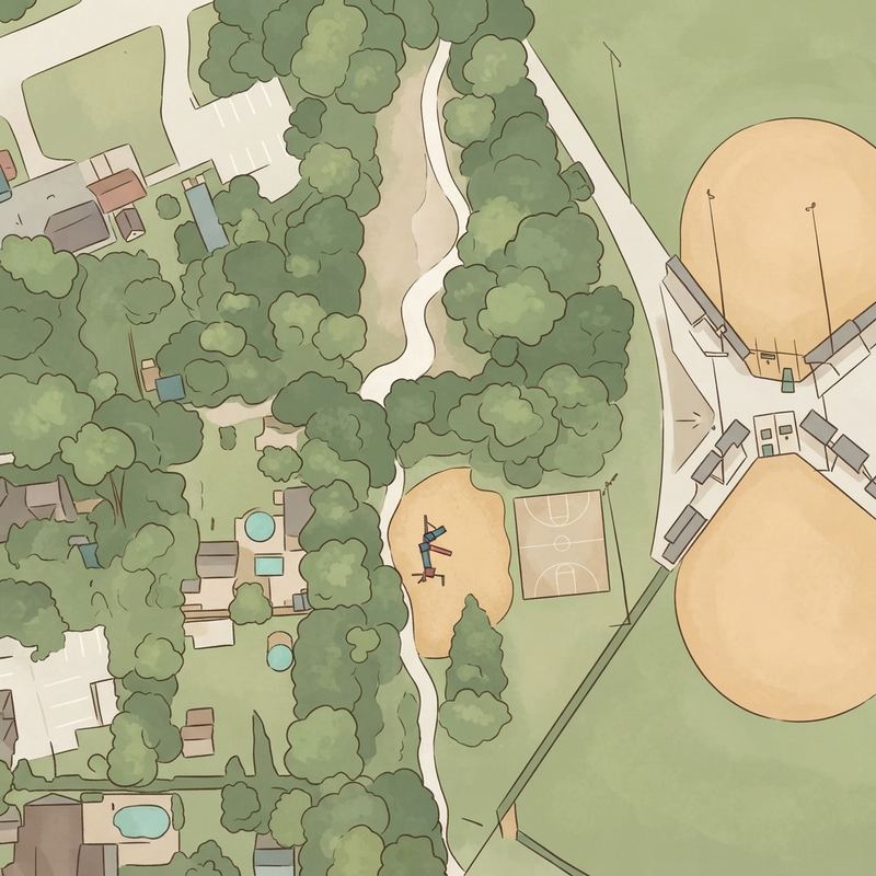 Illustrated map of Merill Park Kids Playground