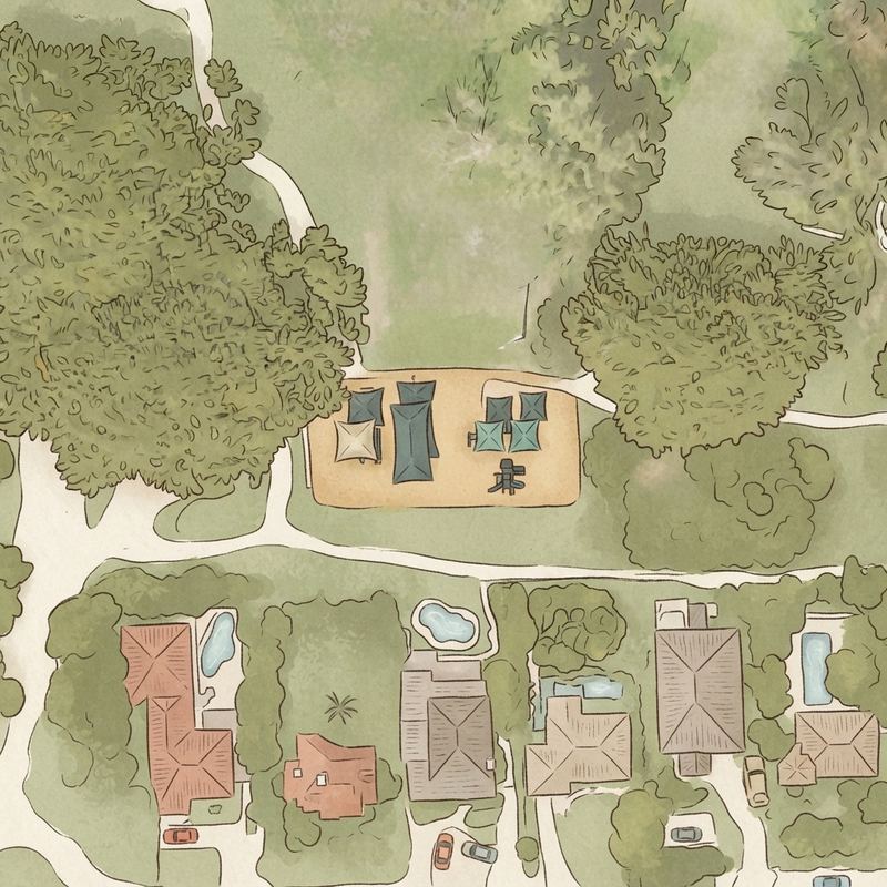 Illustrated map of Merrie Christmas Park