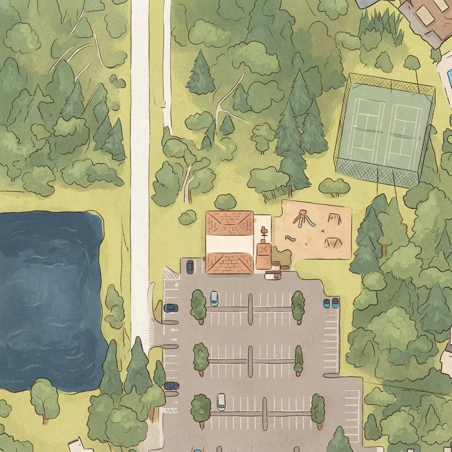 Illustrated map of Merrill Park