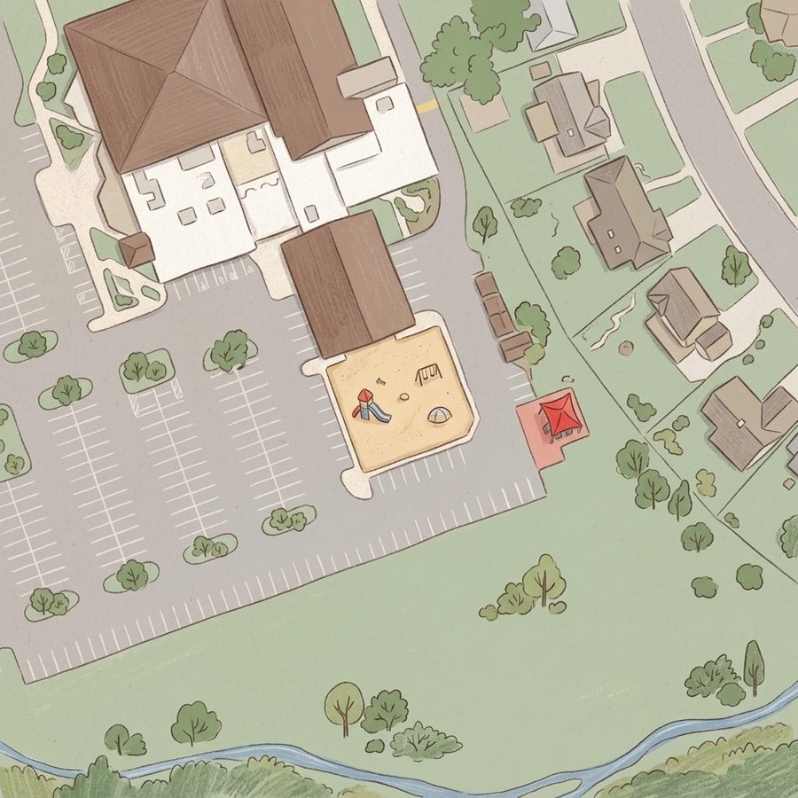 Illustrated map of Midway Park