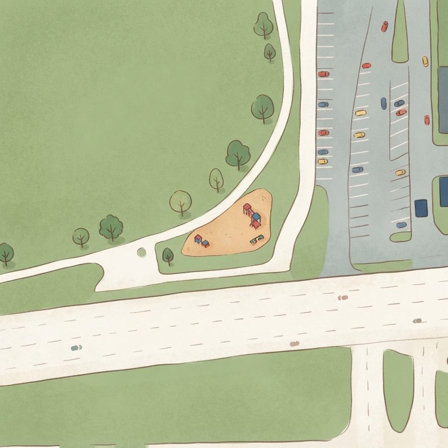 Illustrated map of Mike Driscoll Park