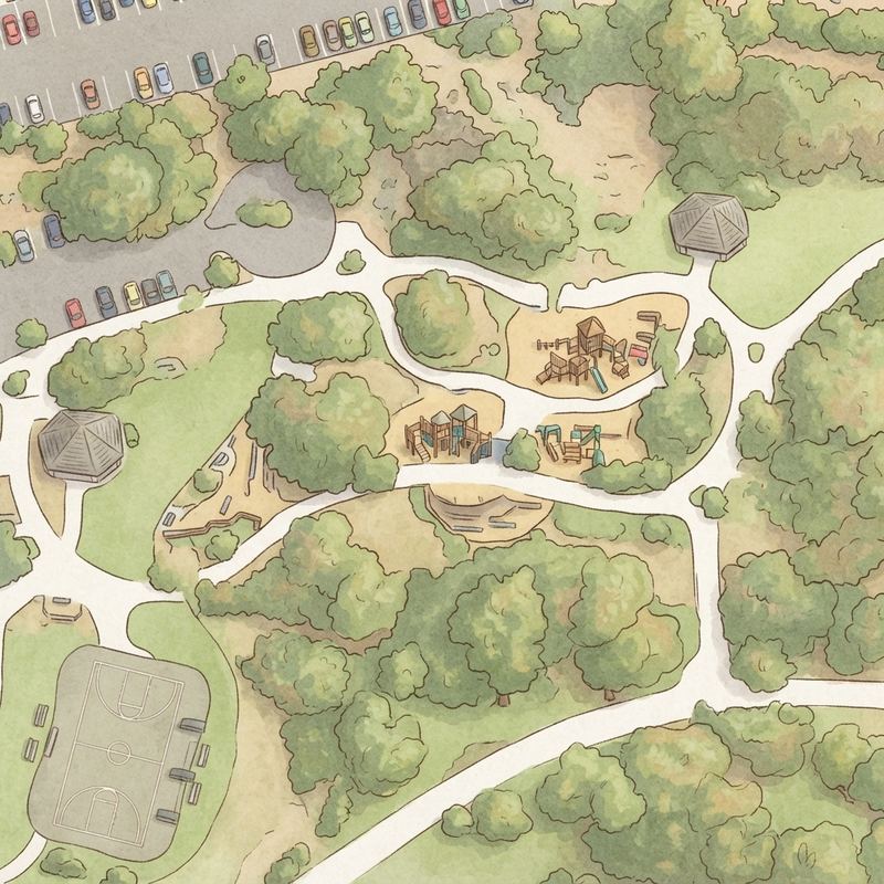 Illustrated map of Mission Creek Park
