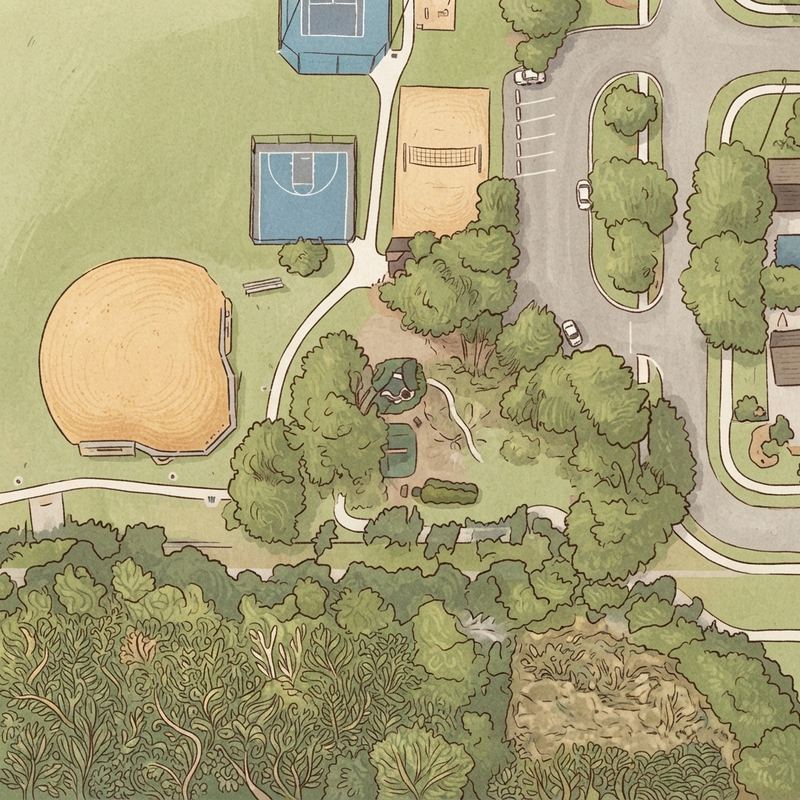 Illustrated map of Monarch Lakes Park