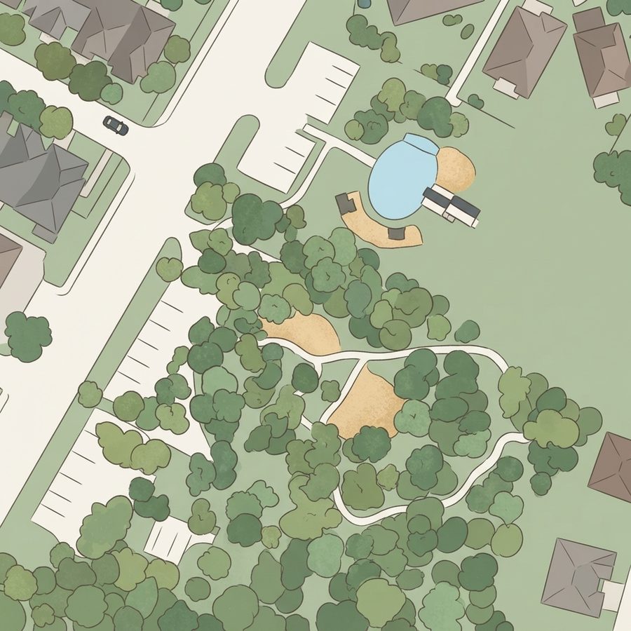 Illustrated map of Monroe Field Splash Pad