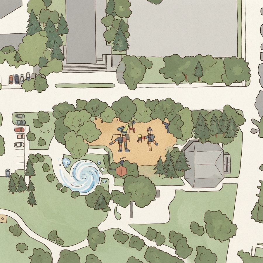 Illustrated map of Monsignor Bill Pickard Park