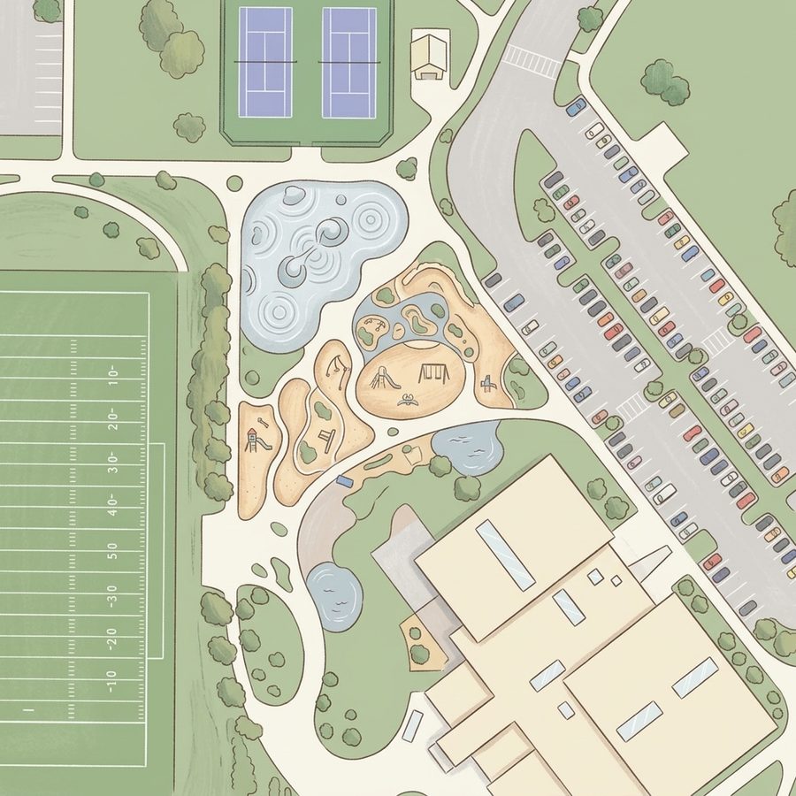 Illustrated map of Montbello Skatepark