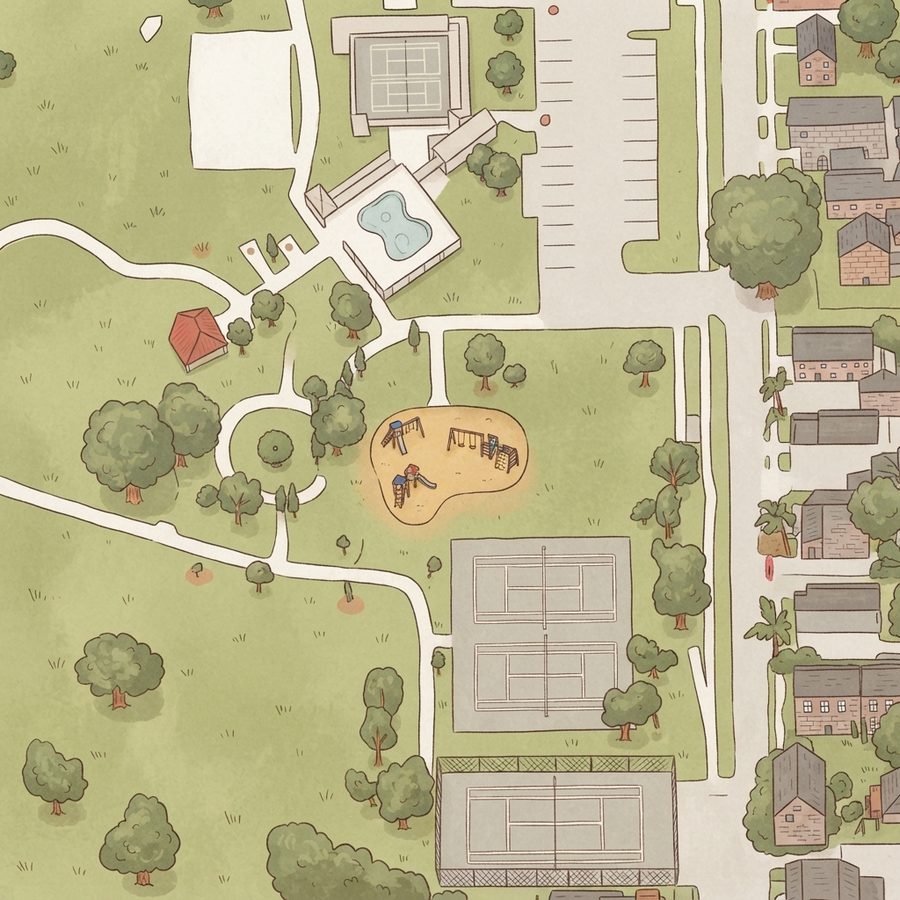Illustrated map of Montie Beach Park