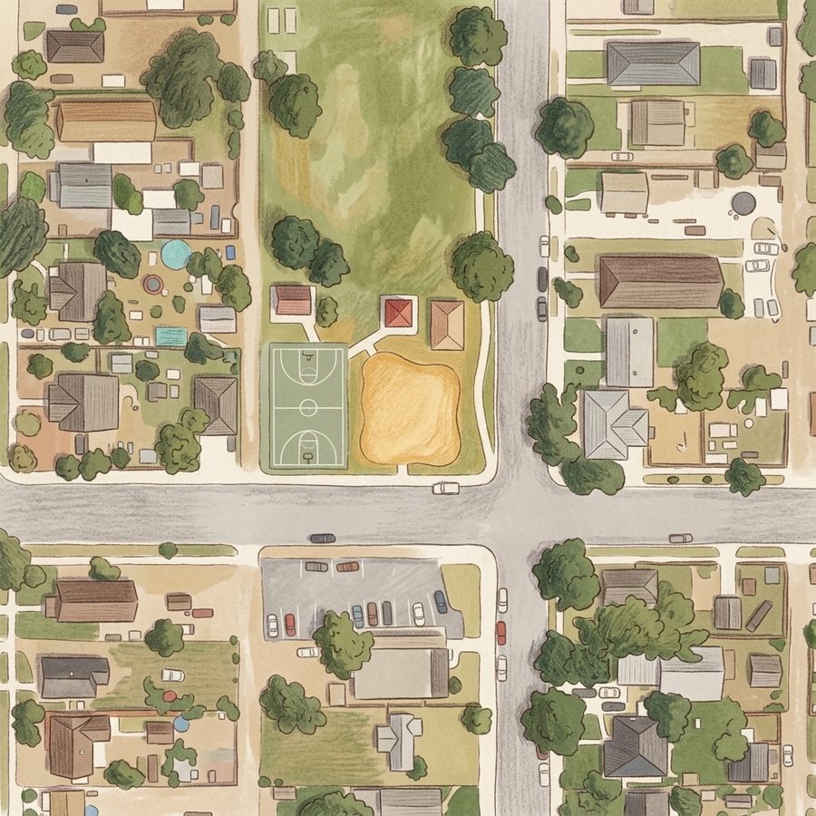 Illustrated map of Montoya Park