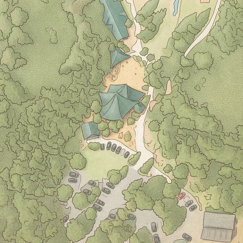 Illustrated map of Morgan Falls Overlook Park