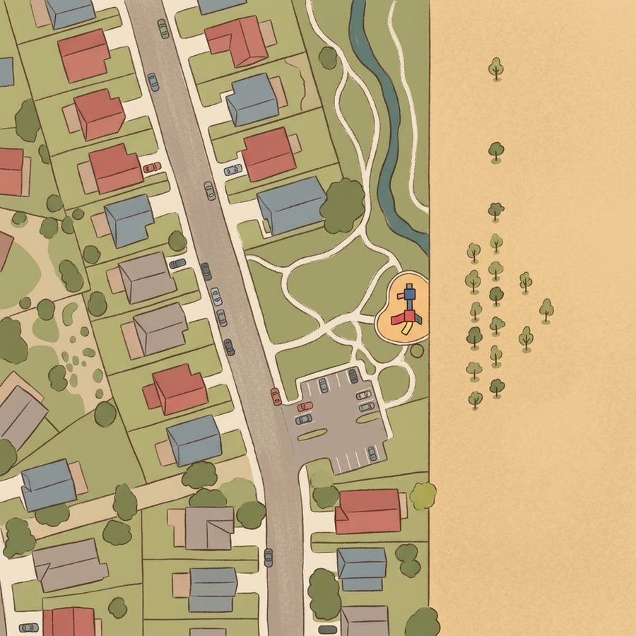 Illustrated map of Mule Deer Park