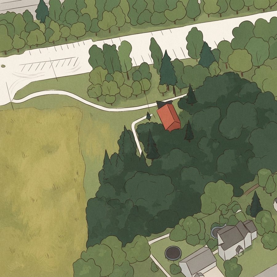 Illustrated map of Mundy Park Pickleball & Tennis Courts