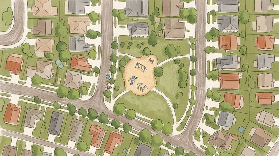 Illustrated map of Mustang Park