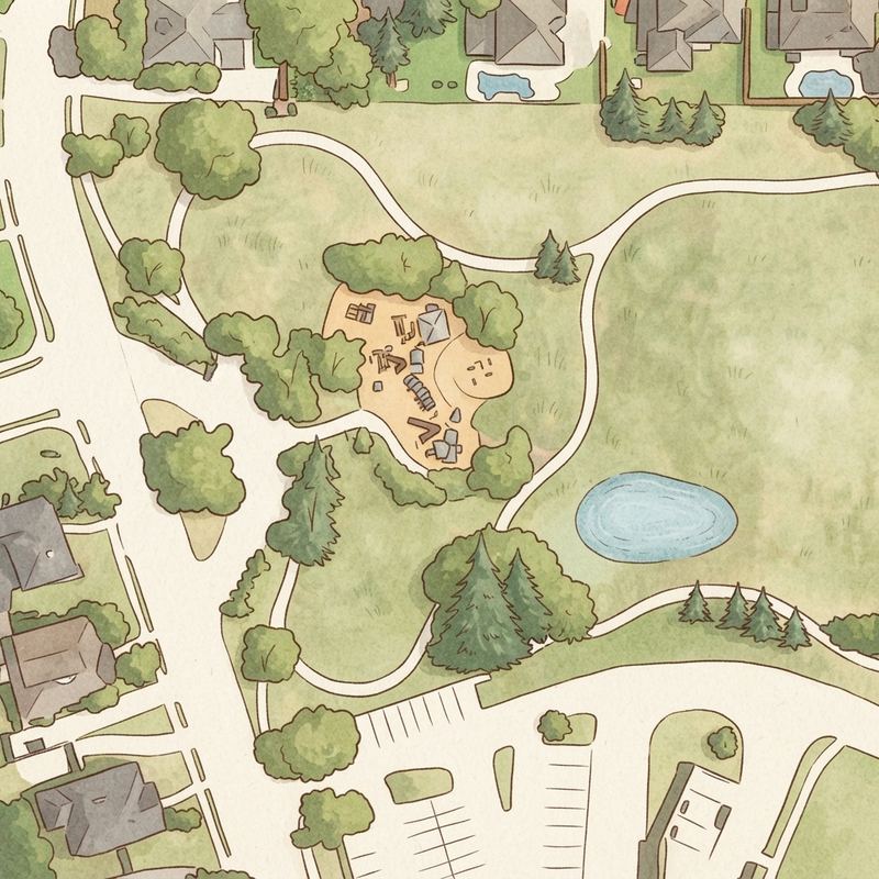 Illustrated map of Mustang Park