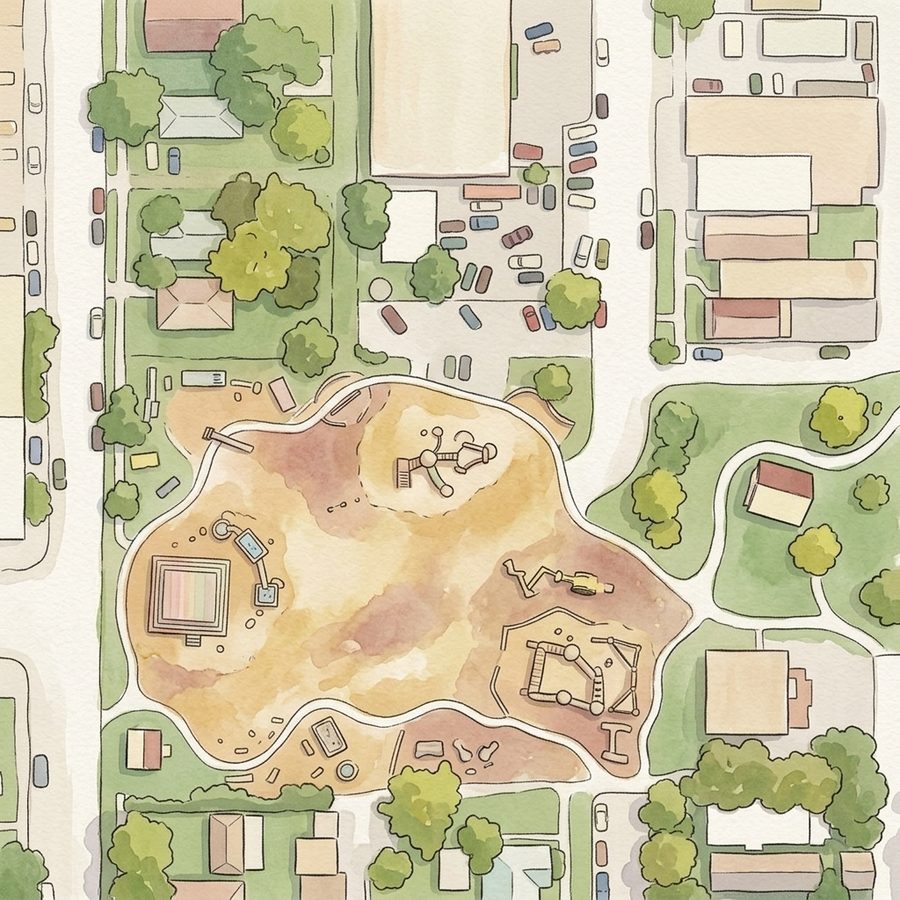 Illustrated map of Nature Playground at 39th Ave Greenway
