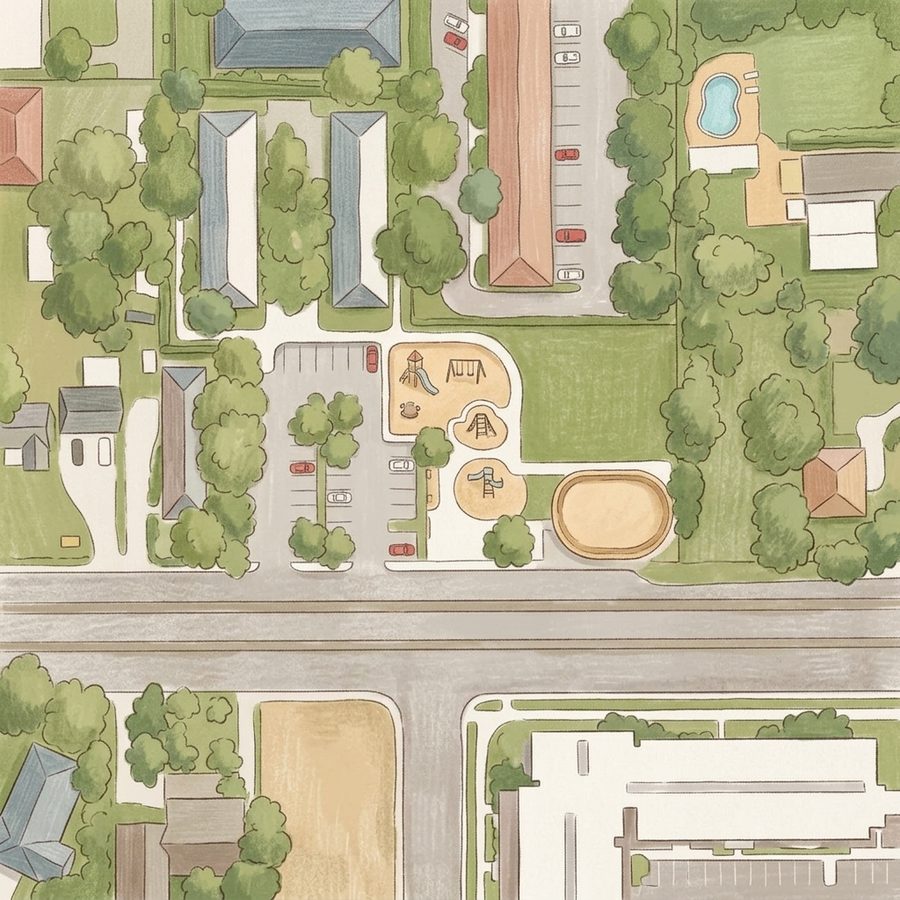 Illustrated map of Newland Square Park