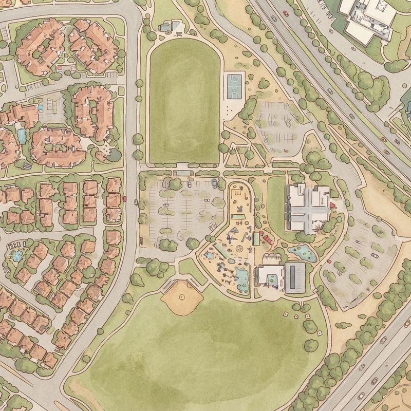 Illustrated map of Nobel Recreation Center Playground