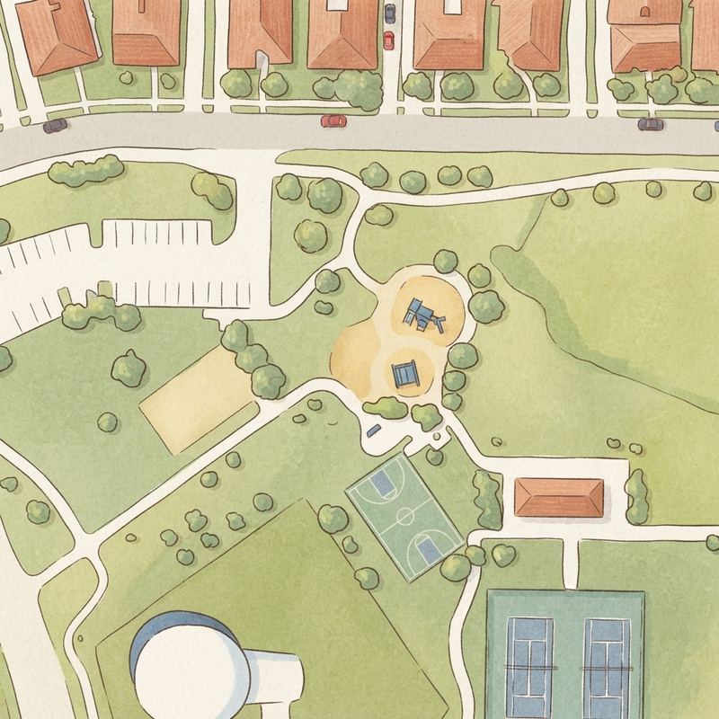 Illustrated map of North Hill Park