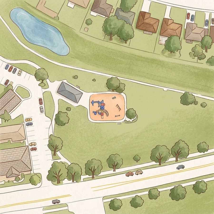 Illustrated map of North Midway Park - Girl Scout Shelter