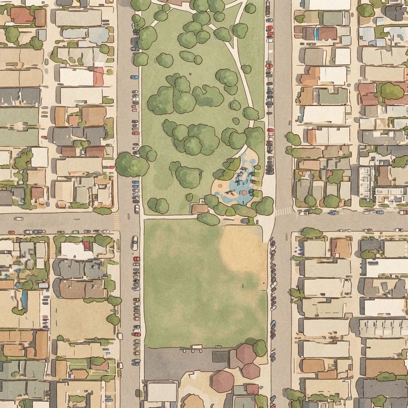 Illustrated map of North Park community park playground
