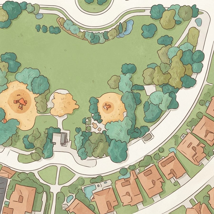 Illustrated map of North Tower Park
